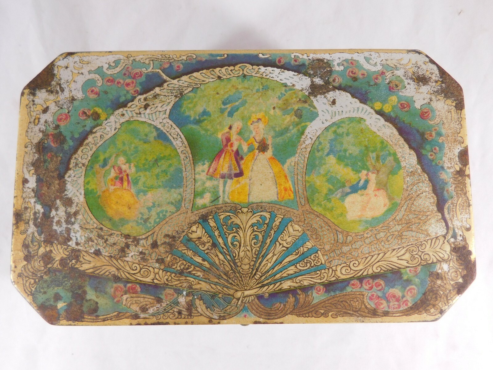 Artstyle Chocolate Company Tin Boston St. Louis USA Vintage Box Fan Courting