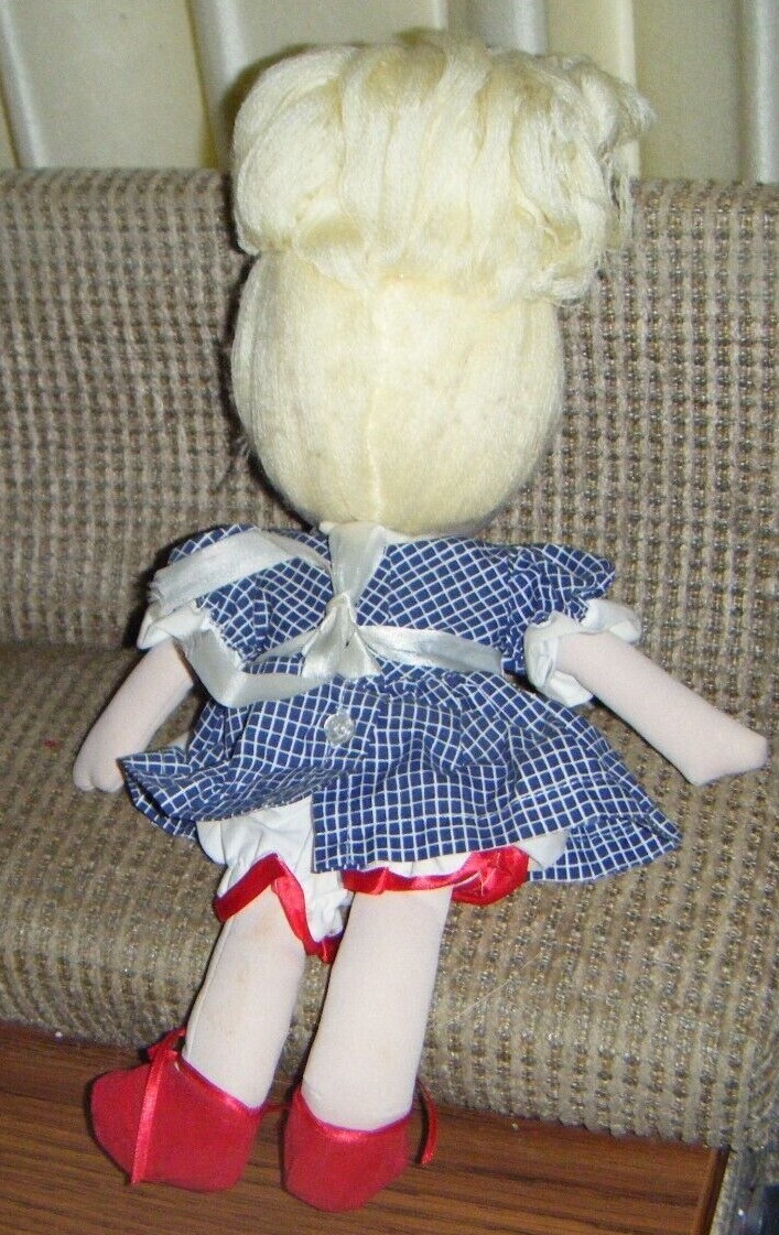 Vintage LITTLE MISS SUNBEAM CLOTH DOLL 15″ Advertising Plush Yarn Hair
