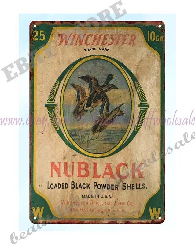 Nublack Ducks In Flight 10 Ga ammo hunting metal tin sign game load ammogun