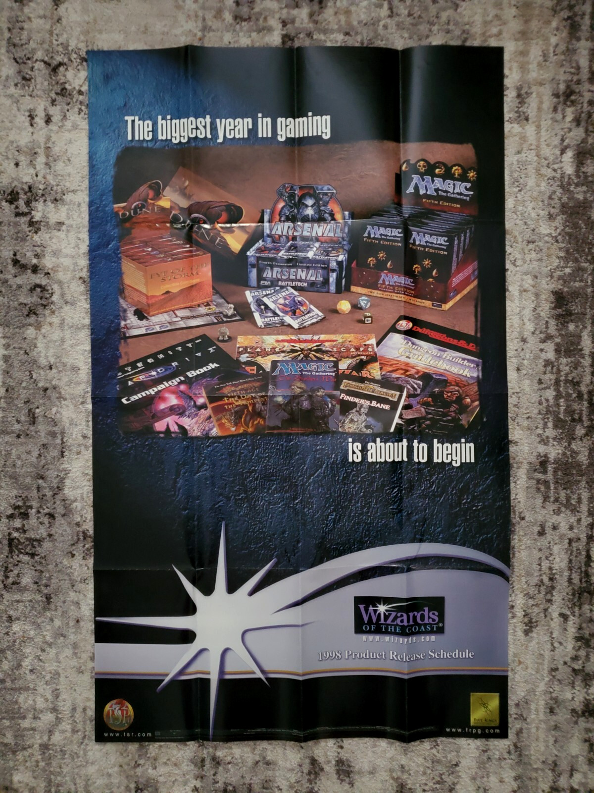 Wizards of the Coast Poster 1998 Product Release Schedule Ad 36×22 Double-sided