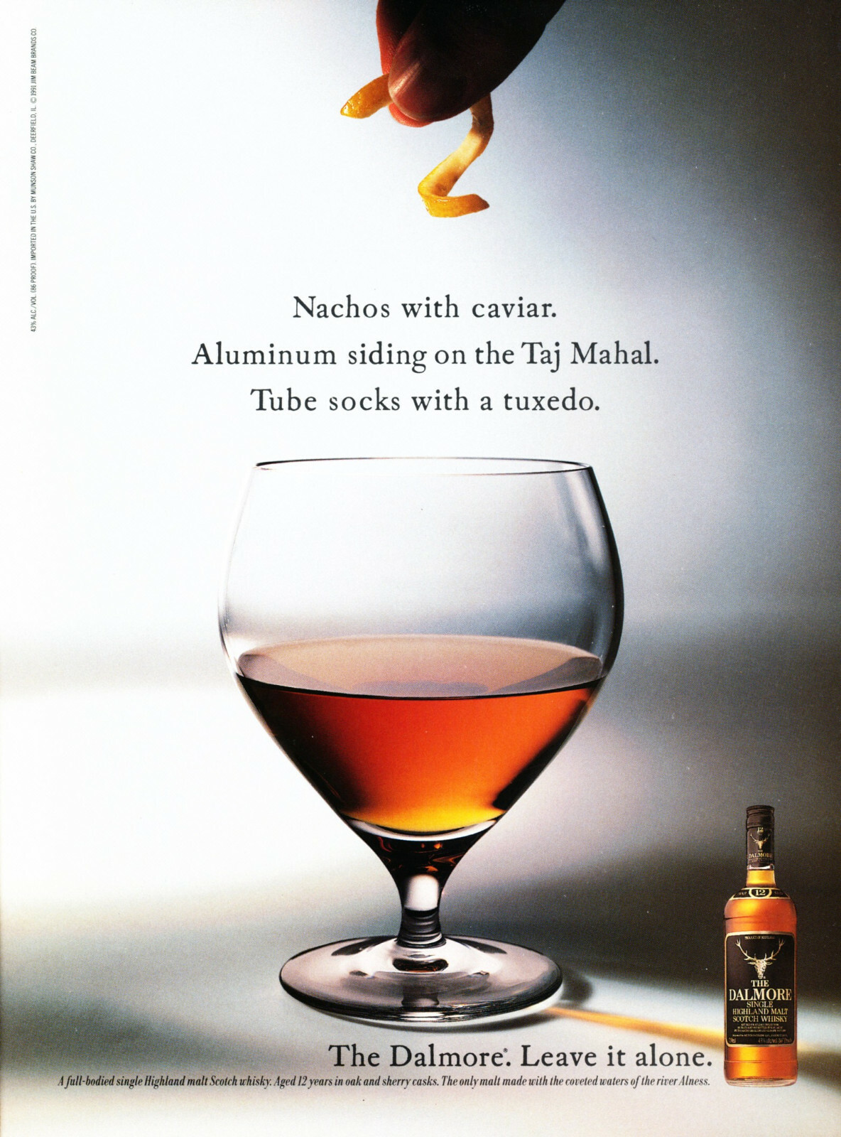 DALMORE WHISKY AD #1 RARE 1991 VINTAGE OOP / WHYTE & MACKAY ON THE OTHER SIDE