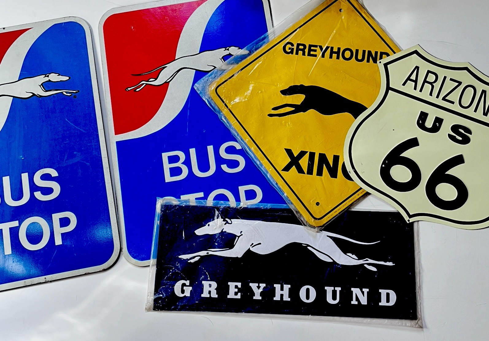 Vintage Greyhound Bus Signs & Others Lot Collectors