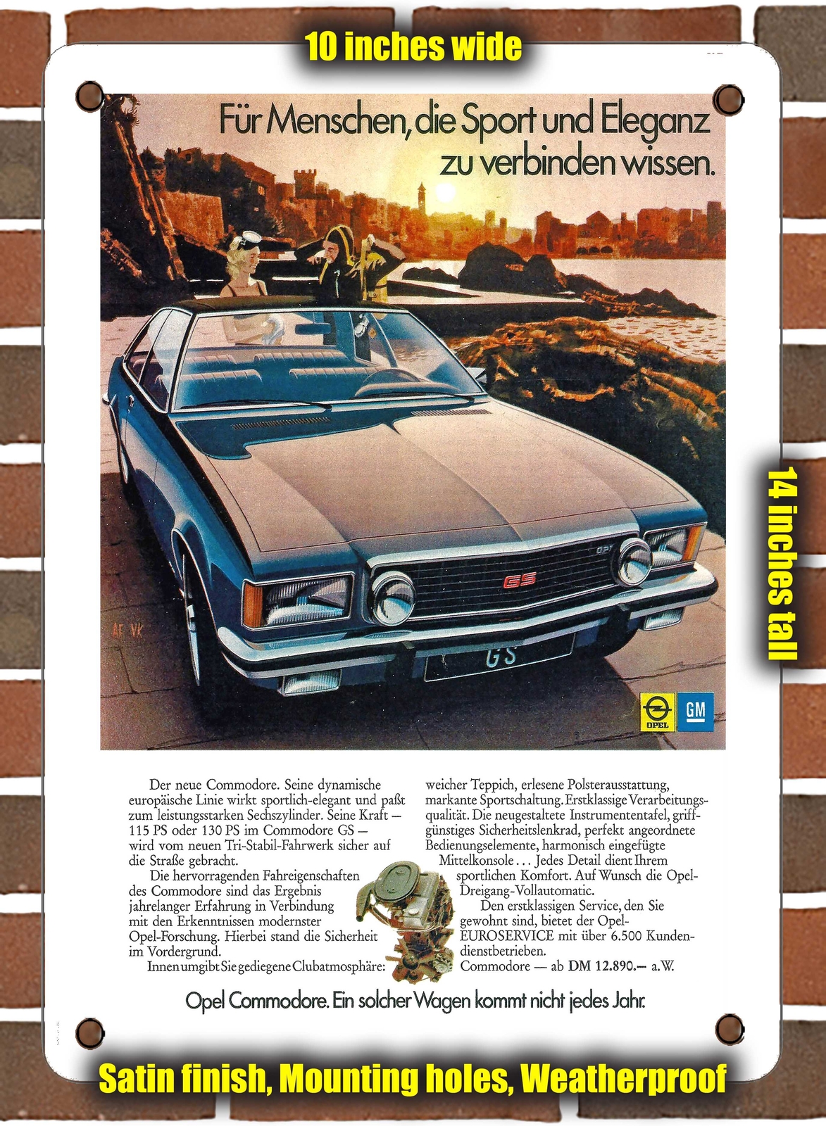 METAL SIGN – 1972 Opel Commodore GS Germany – 10×14 Inches
