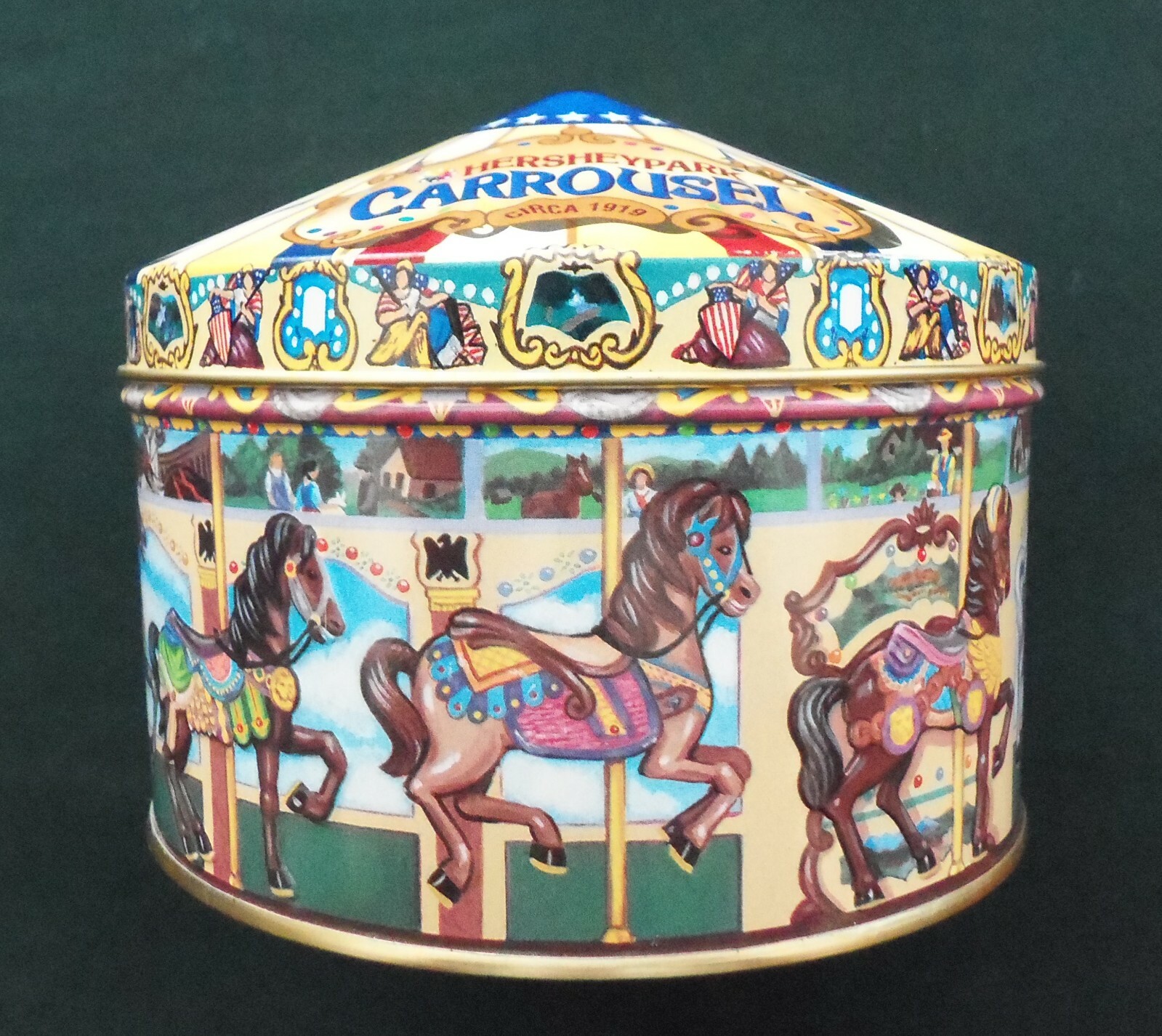 Hershey Park Carrousel Tin Hometown Series Canister #13 USA 1996 – Very Fine!