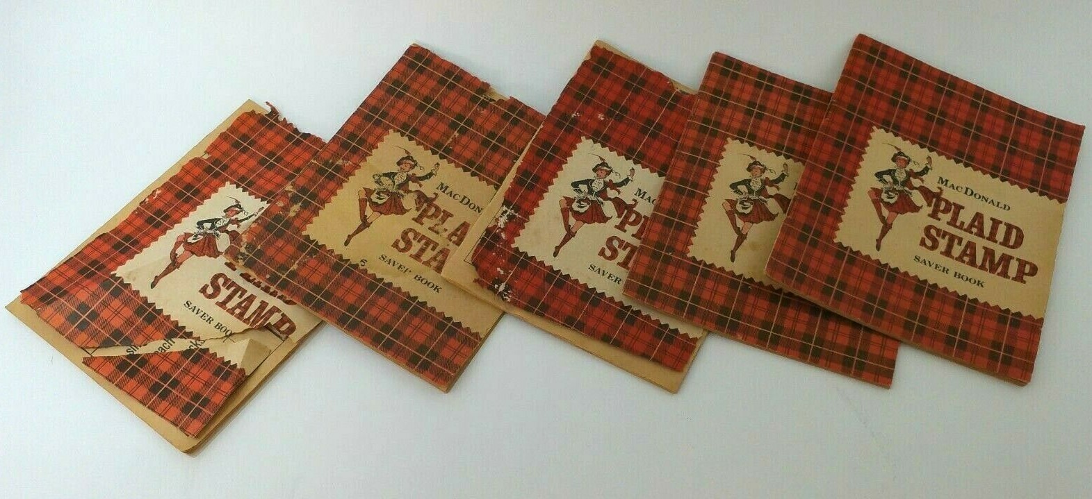 Lot of 5 Vintage Macdonald Plaid Stamps Saver Stamp Book With Stamps