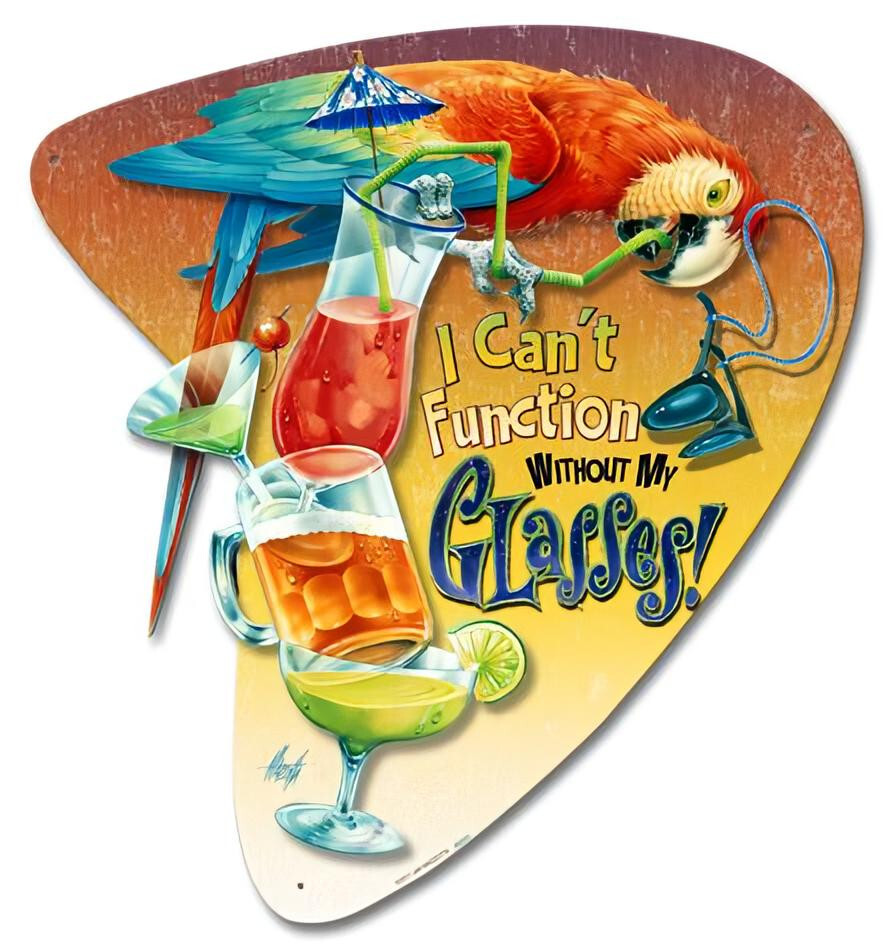 PARROT BIRD DRINKING MIXED DRINKS 18″ HEAVY DUTY USA MADE METAL HOME DECOR SIGN