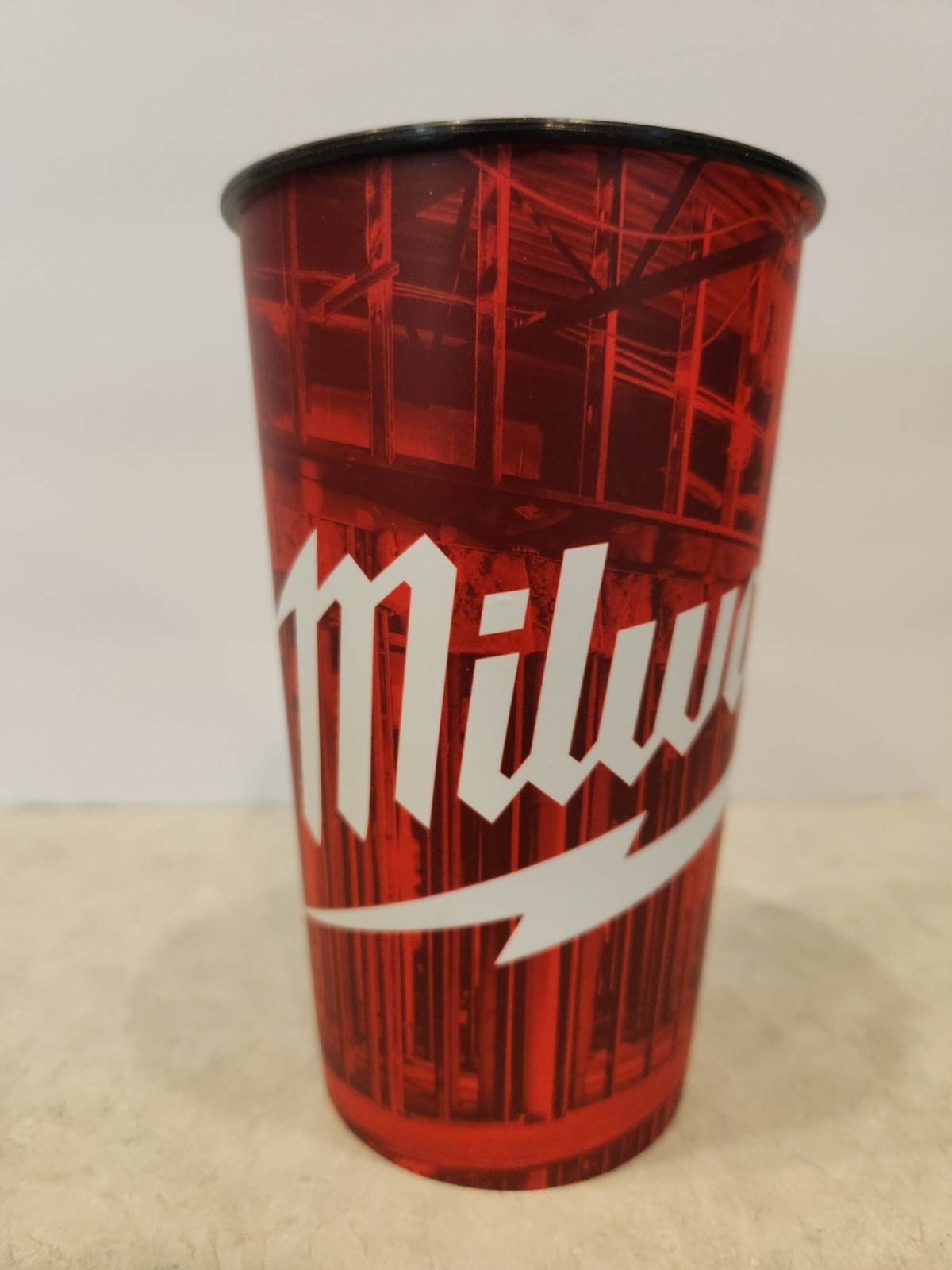 LOT OF 6 Genuine Milwaukee 22oz Plastic Stadium Cup New (Red And Black In Color)