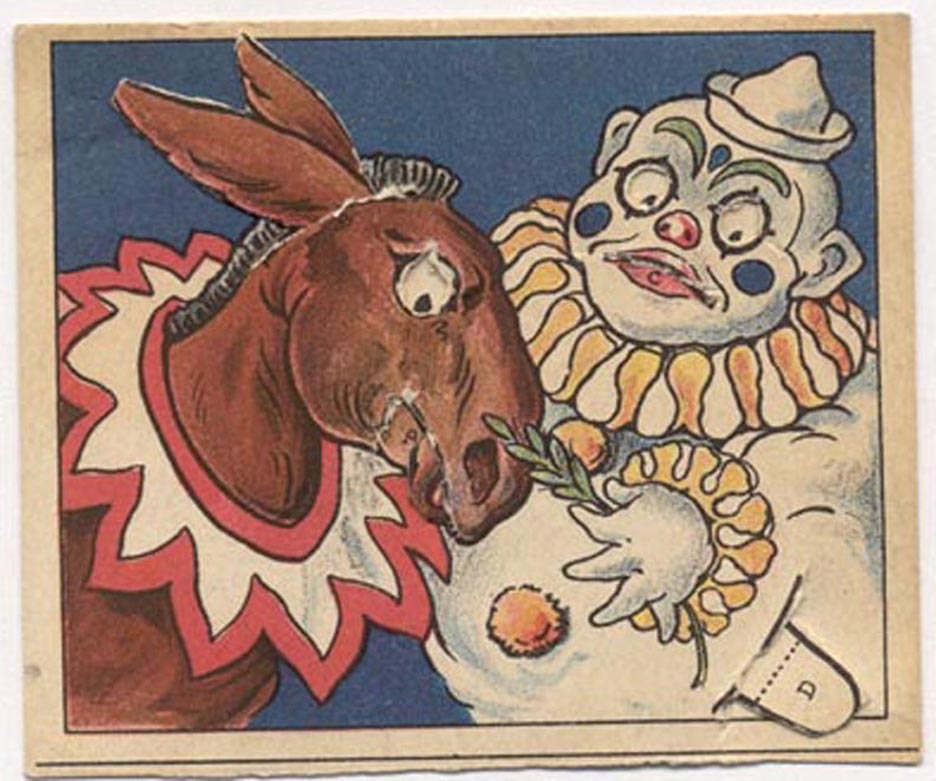 CLOWN & DONKEY DENVER CO BUTTER-NUT BREAD MECHANICAL TRADE CARD, TC358