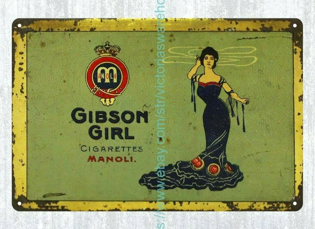 Pre 1920 German Gibson Girl Cigarette metal tin sign art prints for sale online