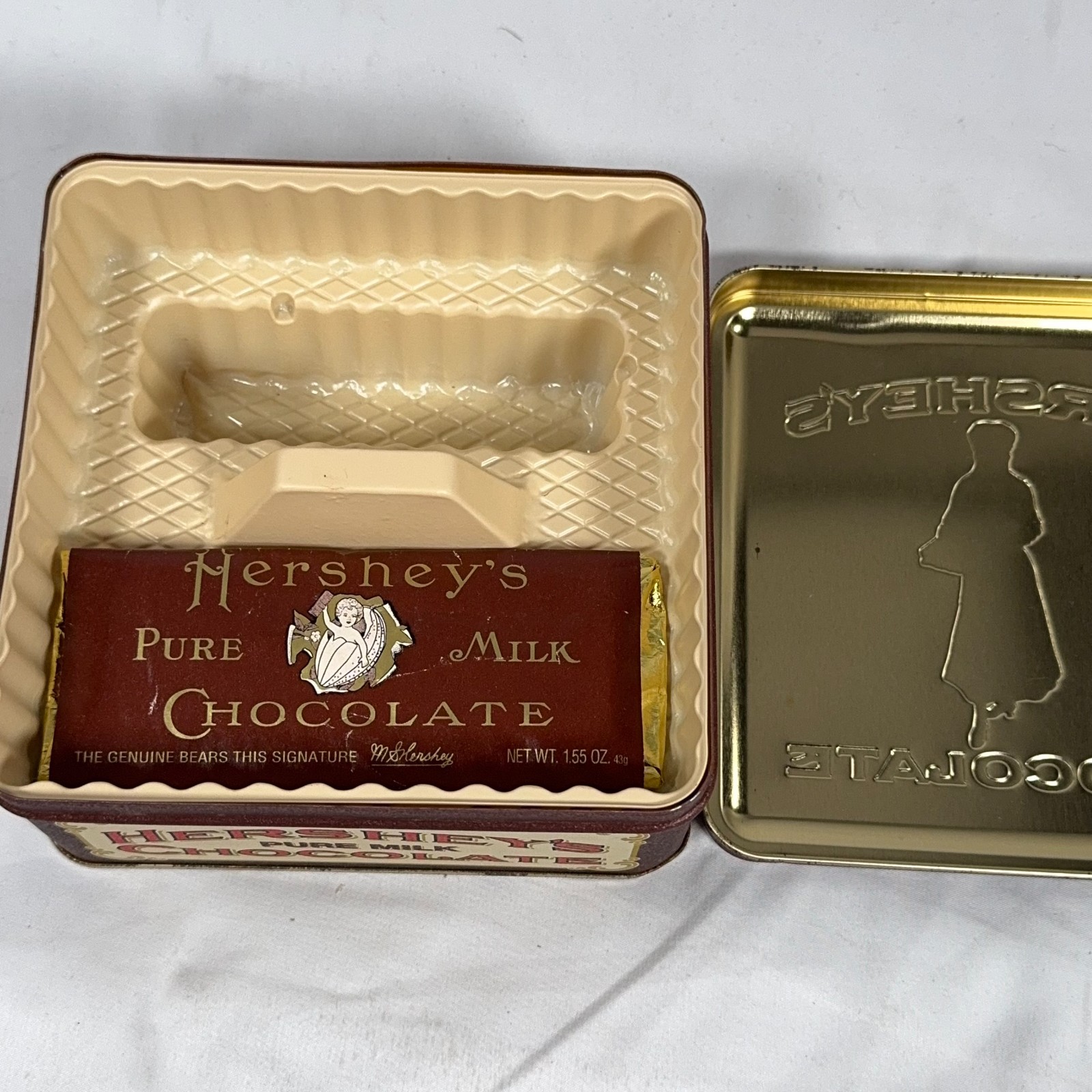 Vintage 1992 Hershey’s Pure Milk Chocolate Tin Edition #2 Empty Wrapper 6in