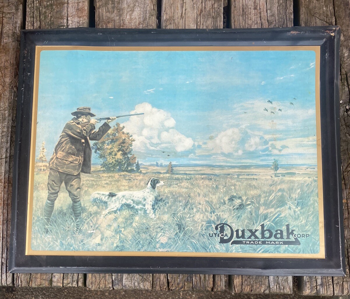 Vintage Utica Duxbak Corp Metal Over Cardboard Store Sign