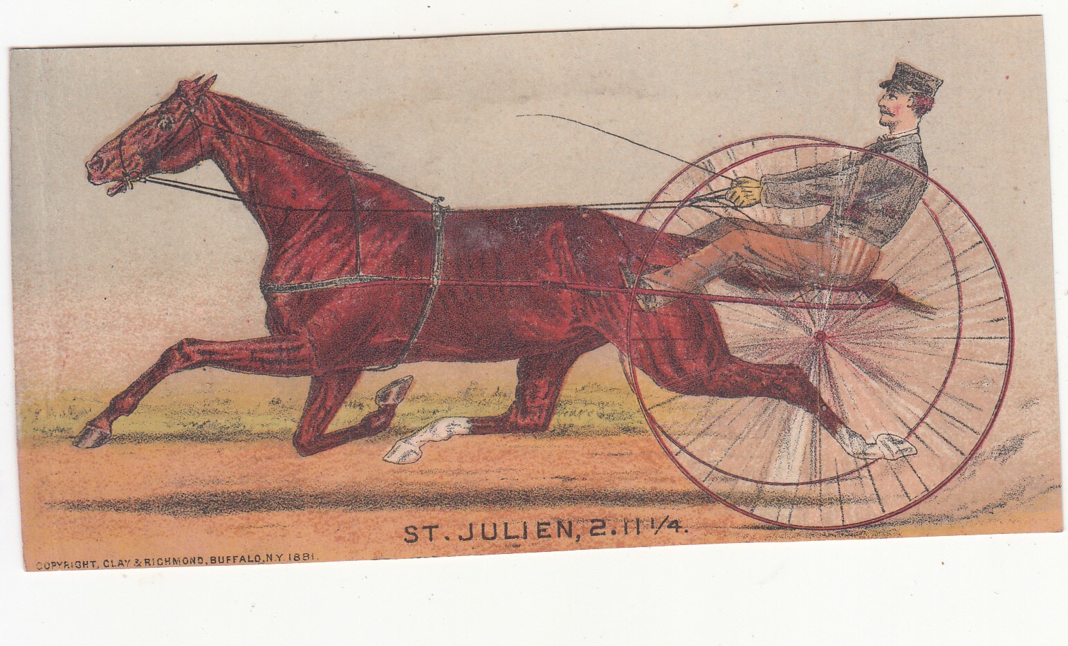 Williams & Co Cleveland Caustic Balsam ST JULIEN Trotter Horse Vict Card c1880s