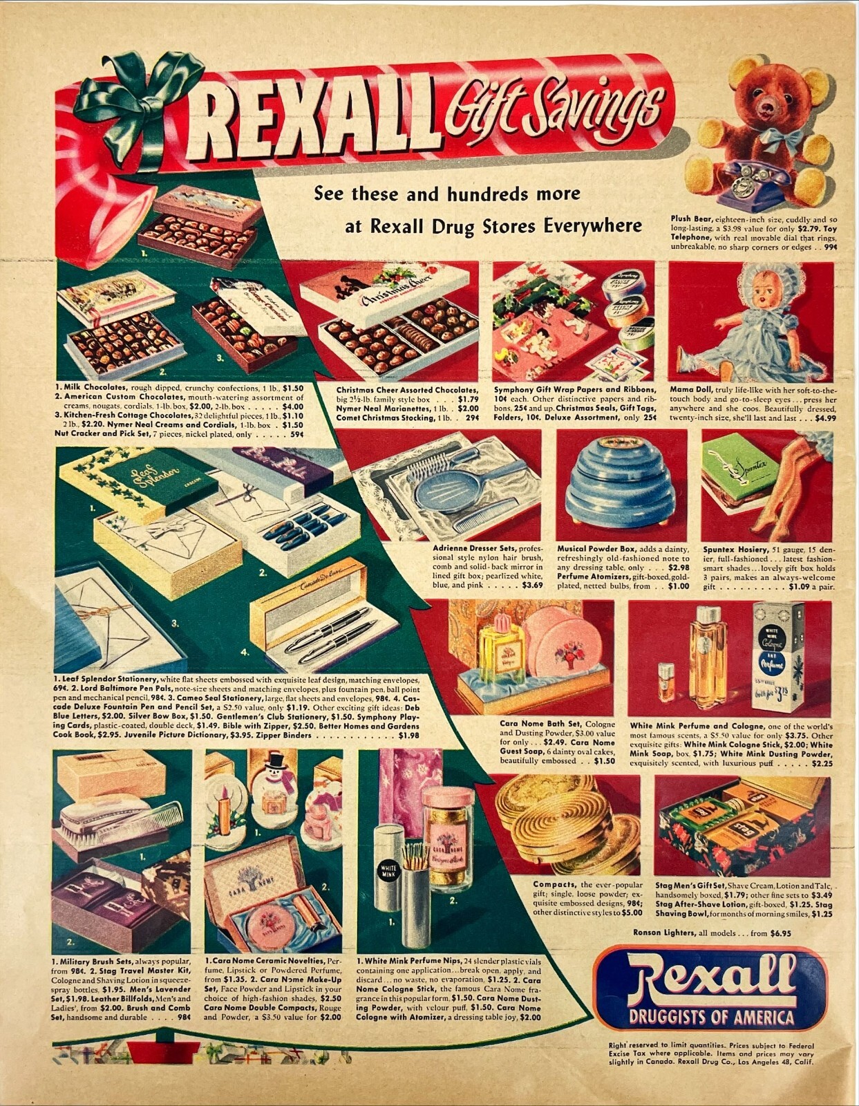 Rexall Drug Store Pharmacy Military Brush Box Sets Vtg Magazine Print Ad 1952