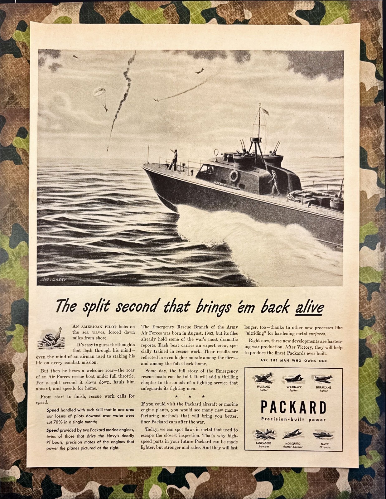 Packard Emergency Rescue Brach Army Air Forces WWII Vintage Print Ad 1944