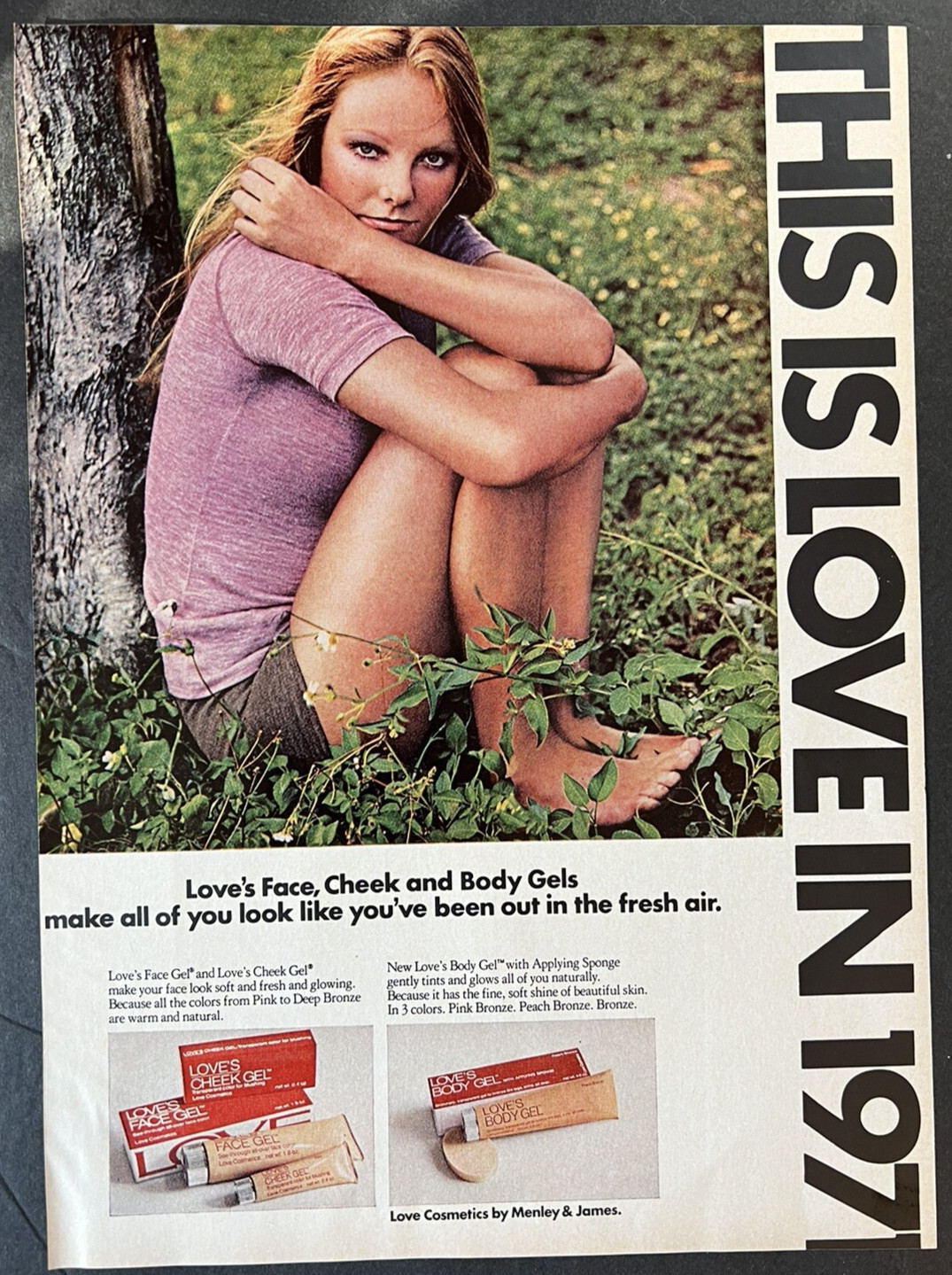 Vtg 1970s Ad Love Cosmetics by Menley & James Look like you’ve been in Fresh Air