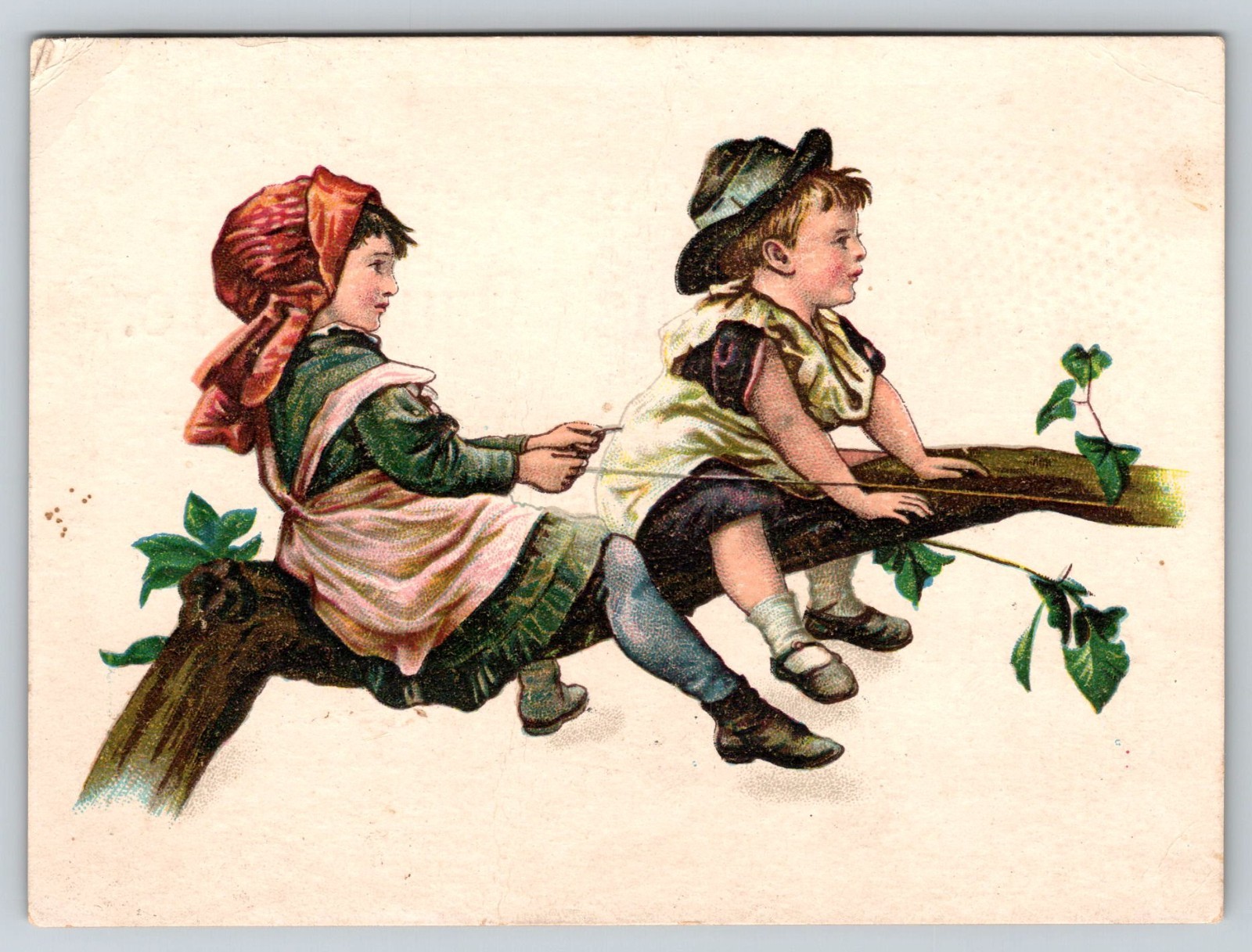 Woodruff House Drug Store, Watertown New York, Two Kids on Tree Branch 1880s