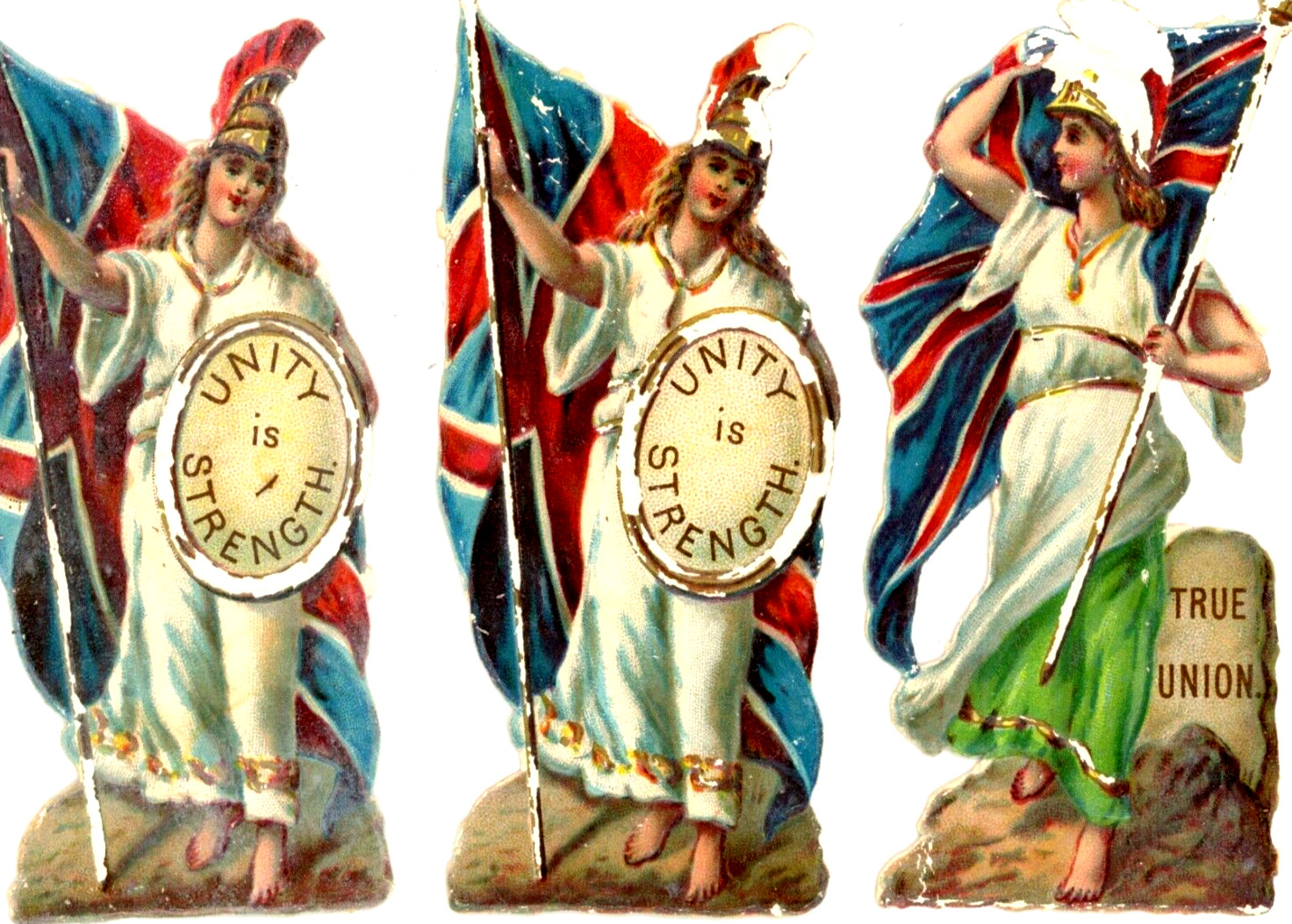 1880’s-90’s British UK Unity Is Strength Lovely Victorian Die Cut Lot OF 3 P129