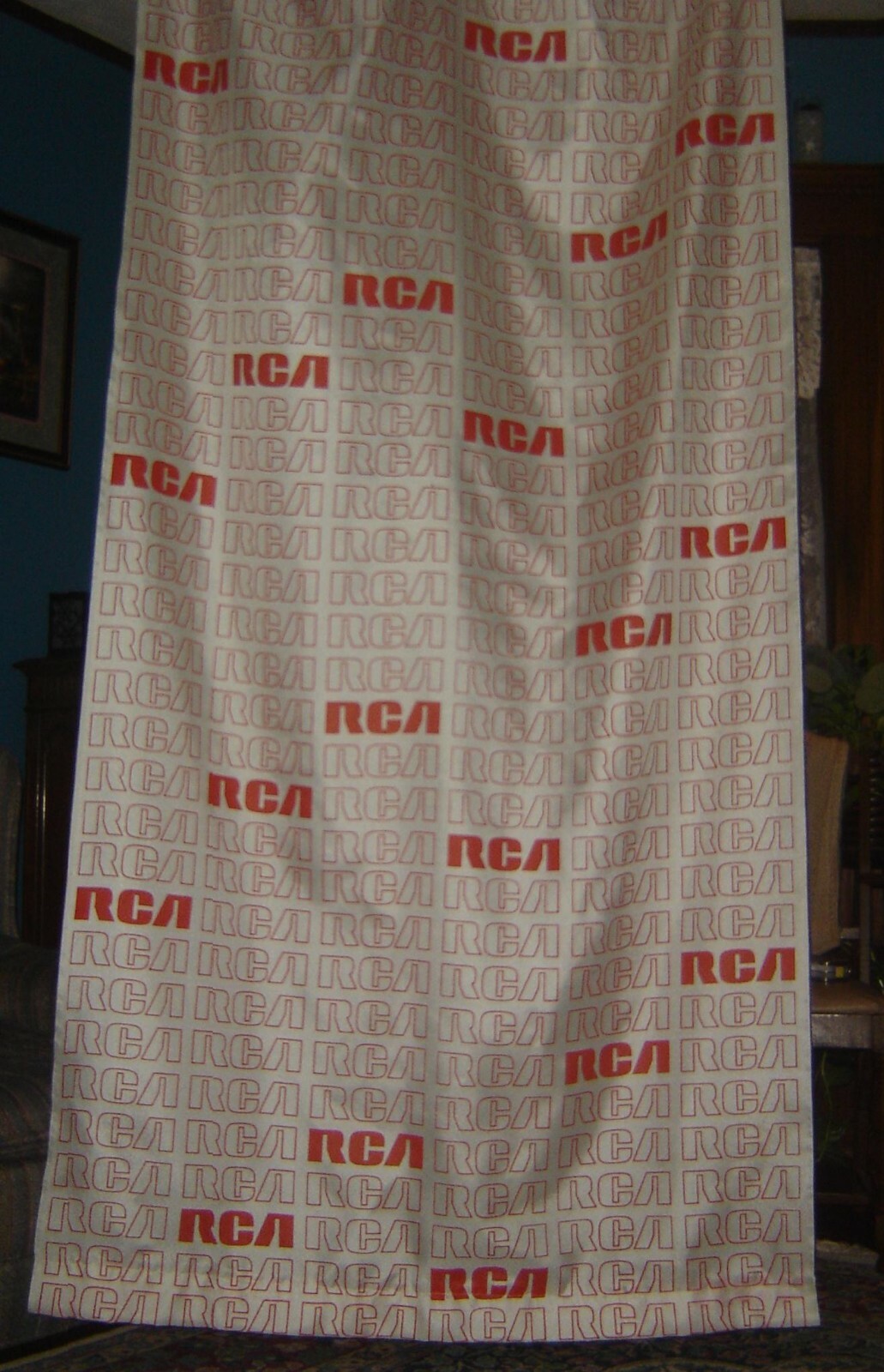 VINTAGE RCA store display curtain from an old TV SALES and SERVICE shop