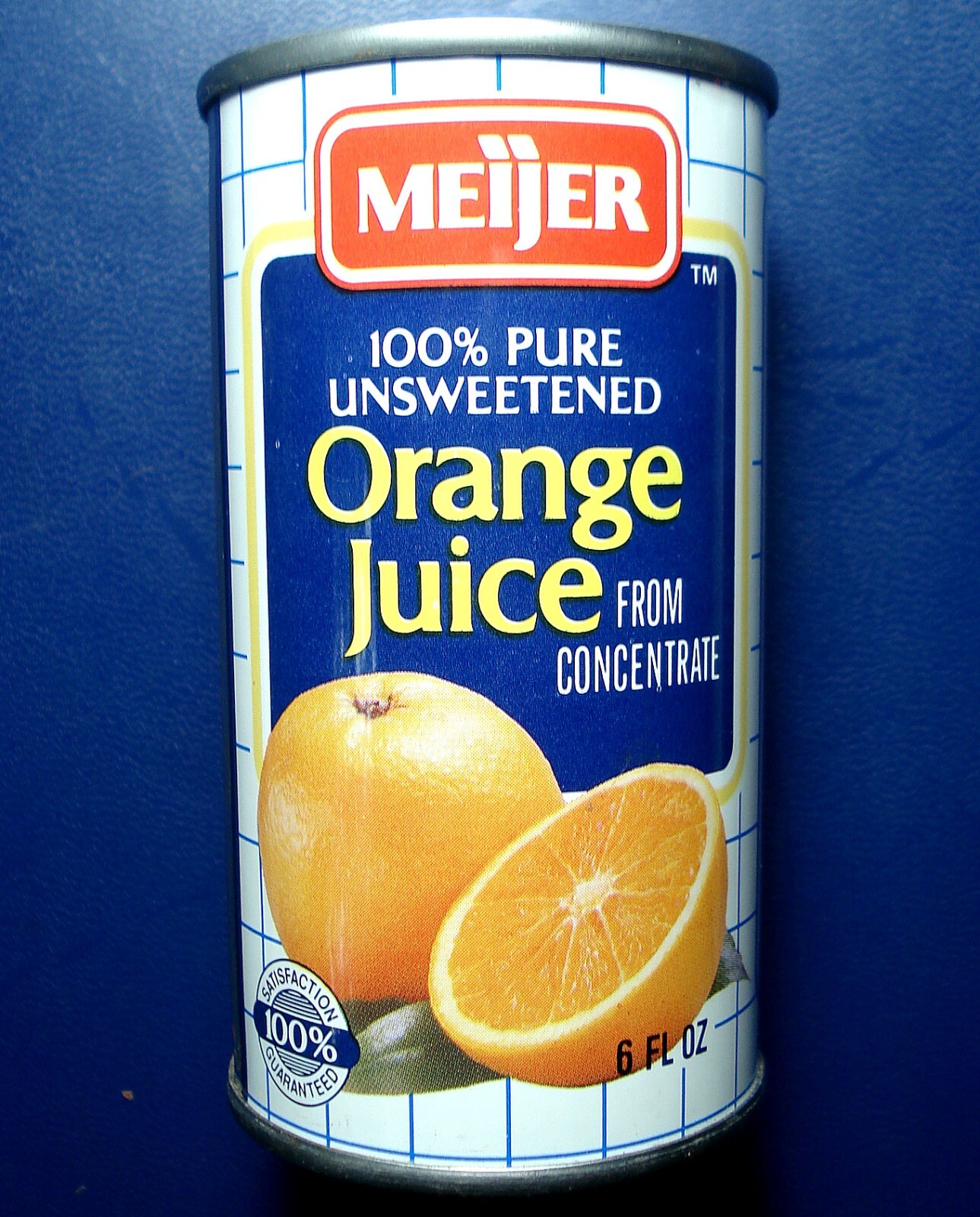 BOTTOM OPENED 6 OZ MEIJER ORANGE JUICE CAN