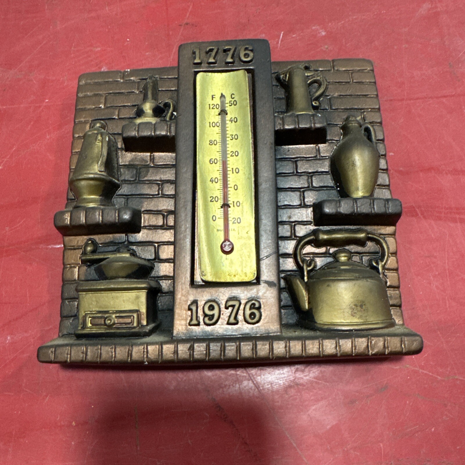 Vintage Chalkware Wall Stand Thermometer Bless This House ’75 Miller Studio MCM