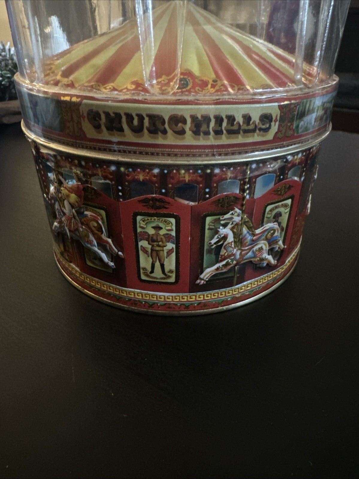 Vintage Carousel Tin Candy Container Canister Churchill’s of London