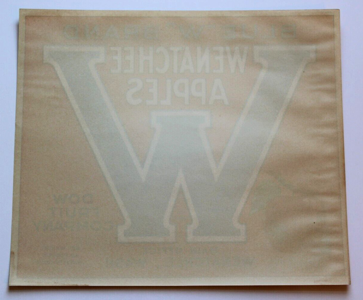 Original scarce BLUE W apple crate label Wenatchee Washington Dow Fruit Company