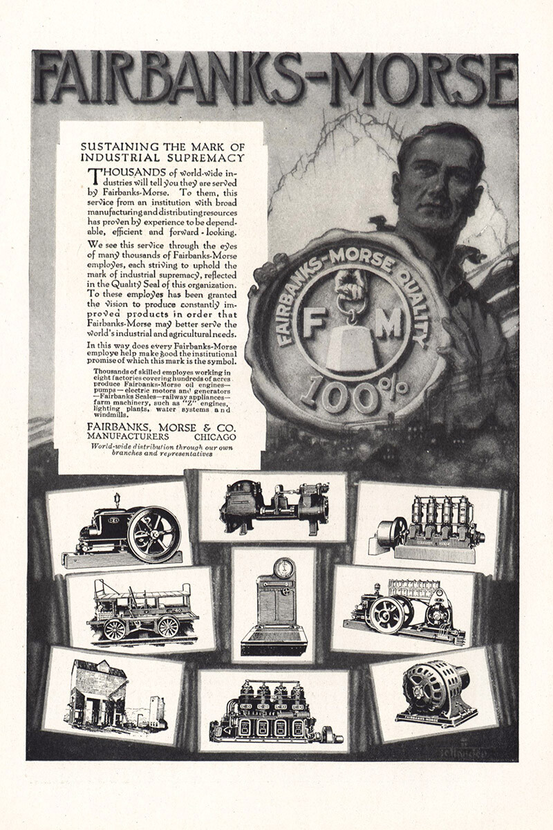 1920 Fairbanks Morse: Mark Industrial Supremacy Vintage Print Ad