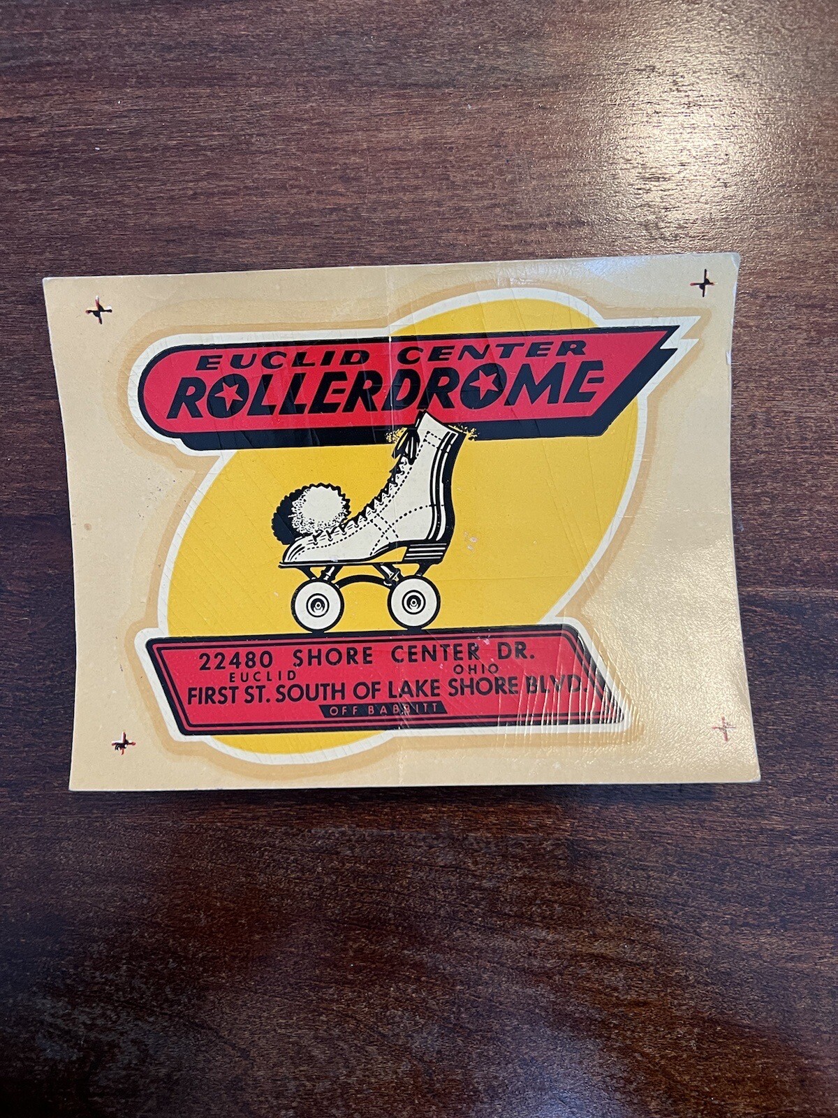 Vintage Roller Skating Rink Sticker Euclid Rollerdrome OH Label Decal