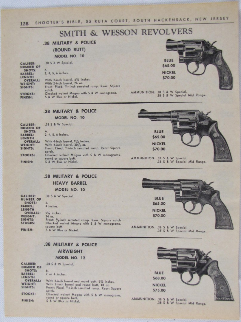 Vintage 1965 SMITH & WESSON .38 Military Police Revolver Print Ad