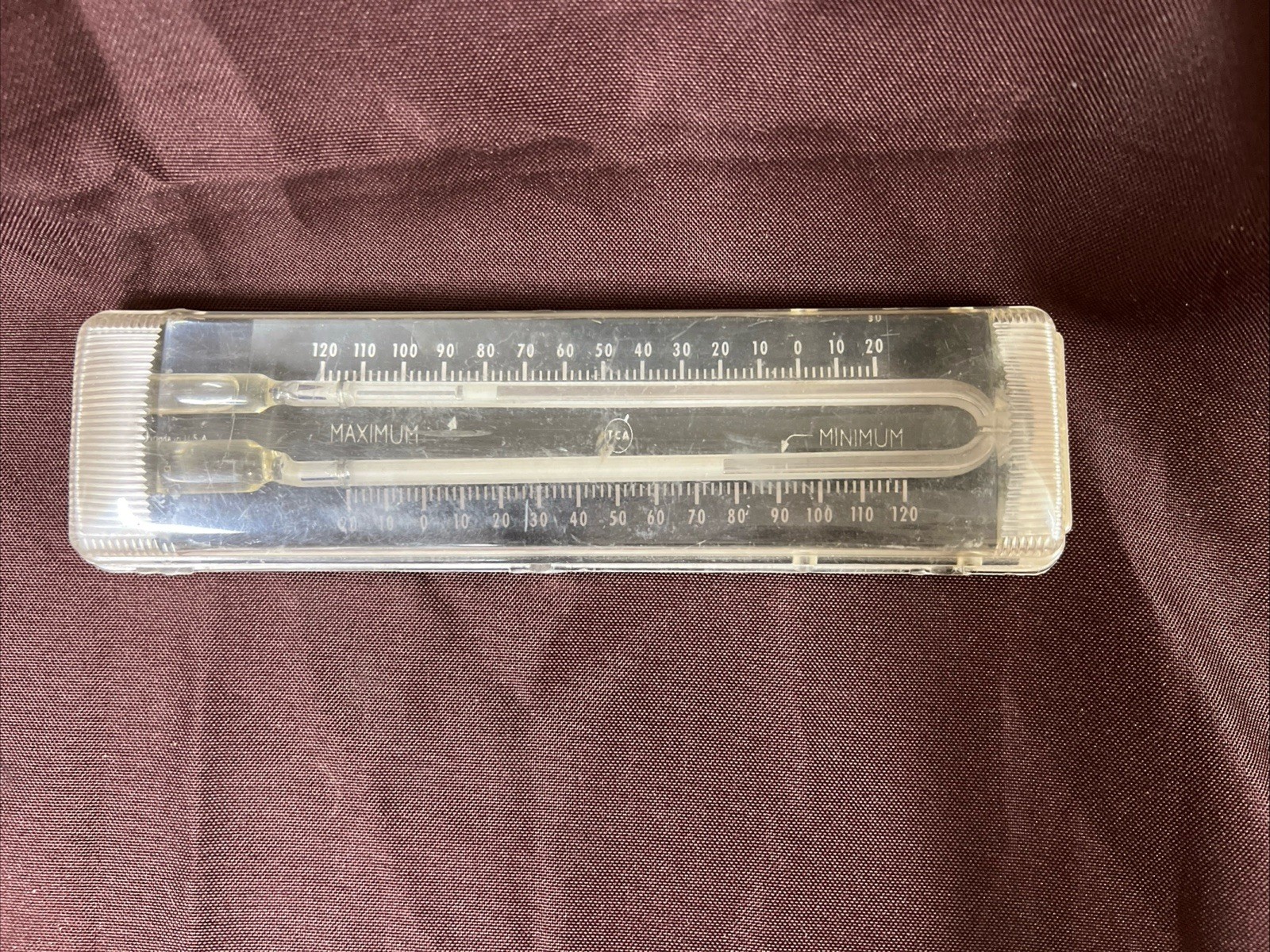 Vintage Metal Dual Thermometer Made In USA ~ Min – Max Readings ~ Made By TCA