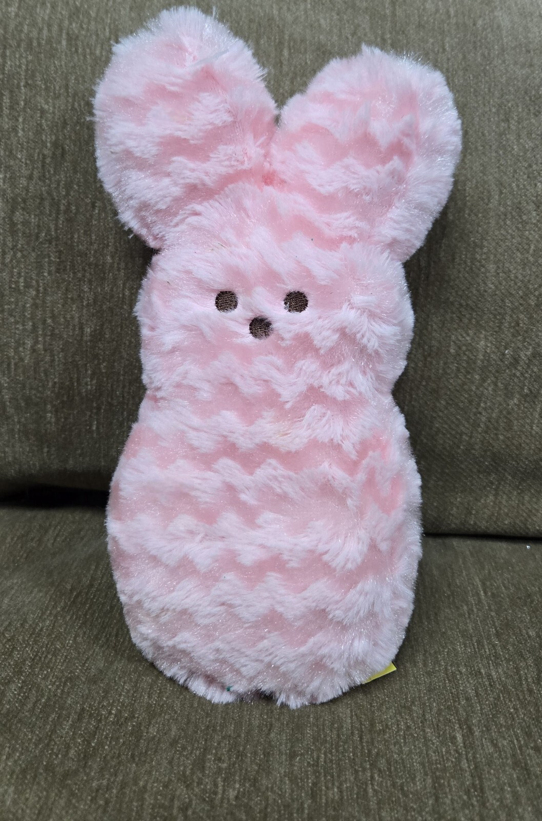 Peeps Pink Chevron Bunny Rabbit Bean Bag Plush 10″