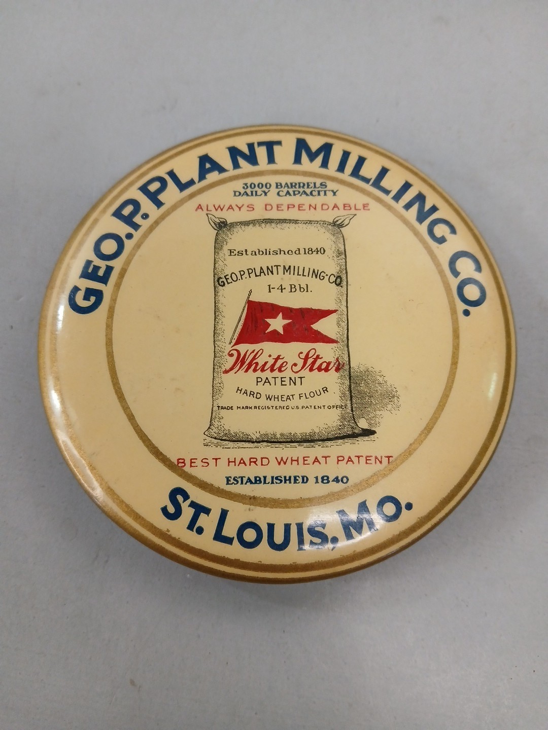 1920s Geo Plant Milling White Star Flour Pocket Mirror Advertising St. Louis