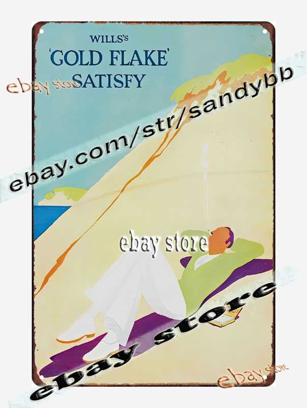 1930 UK Cigarette Gold Flake mountain poster art Tin Sign office design ideas