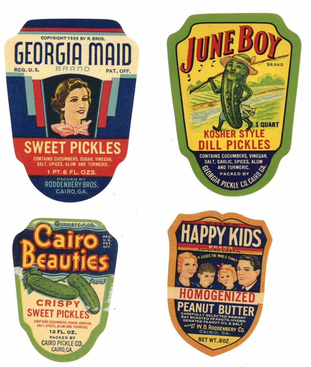 SET OF 4 LABELS / JUNE BOY PICKLES – HAPPY KIDS PEANUT BUTTER AND MORE…