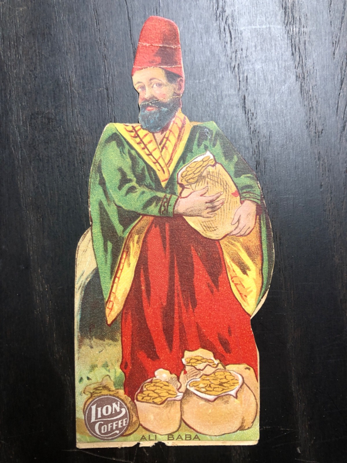 Vintage Lion Coffee Advertising doll Ali Baba 5.25″ ad on the back Paper Doll