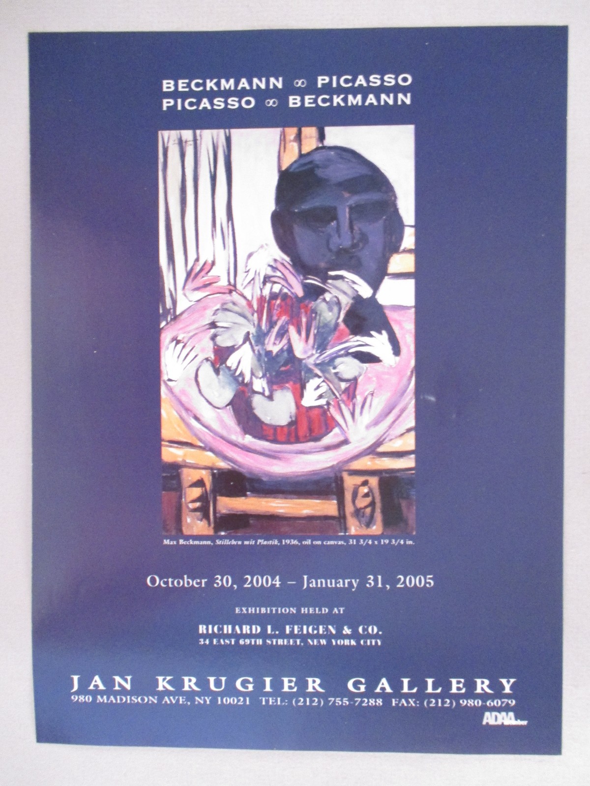Max Beckman & Pablo Picasso Art Gallery Exhibit PRINT AD – 2004