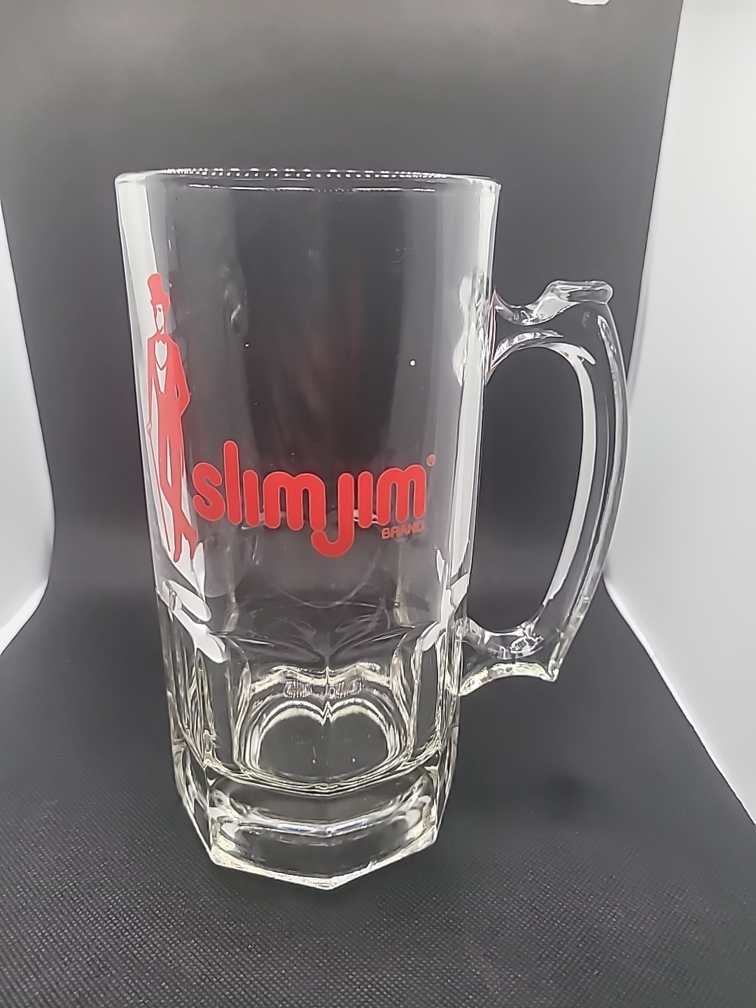 Large Vintage 1970s Slim Jim Mug Glass Tall & Heavy 32 oz.