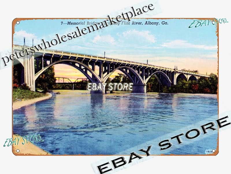 1941 Memorial Bridge Albany Georgia Spanning Flint River Tin Sign bedroom decor