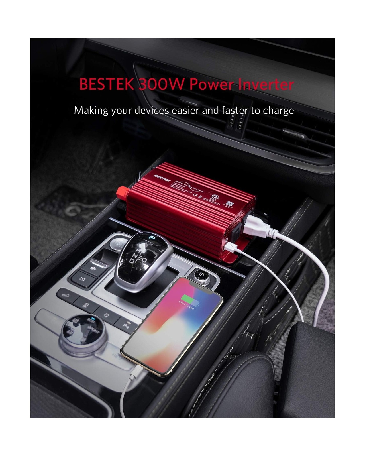 BESTEK 300Watt Pure Sine Power Inverter – 12V to AC 110V Car Plug Inv…