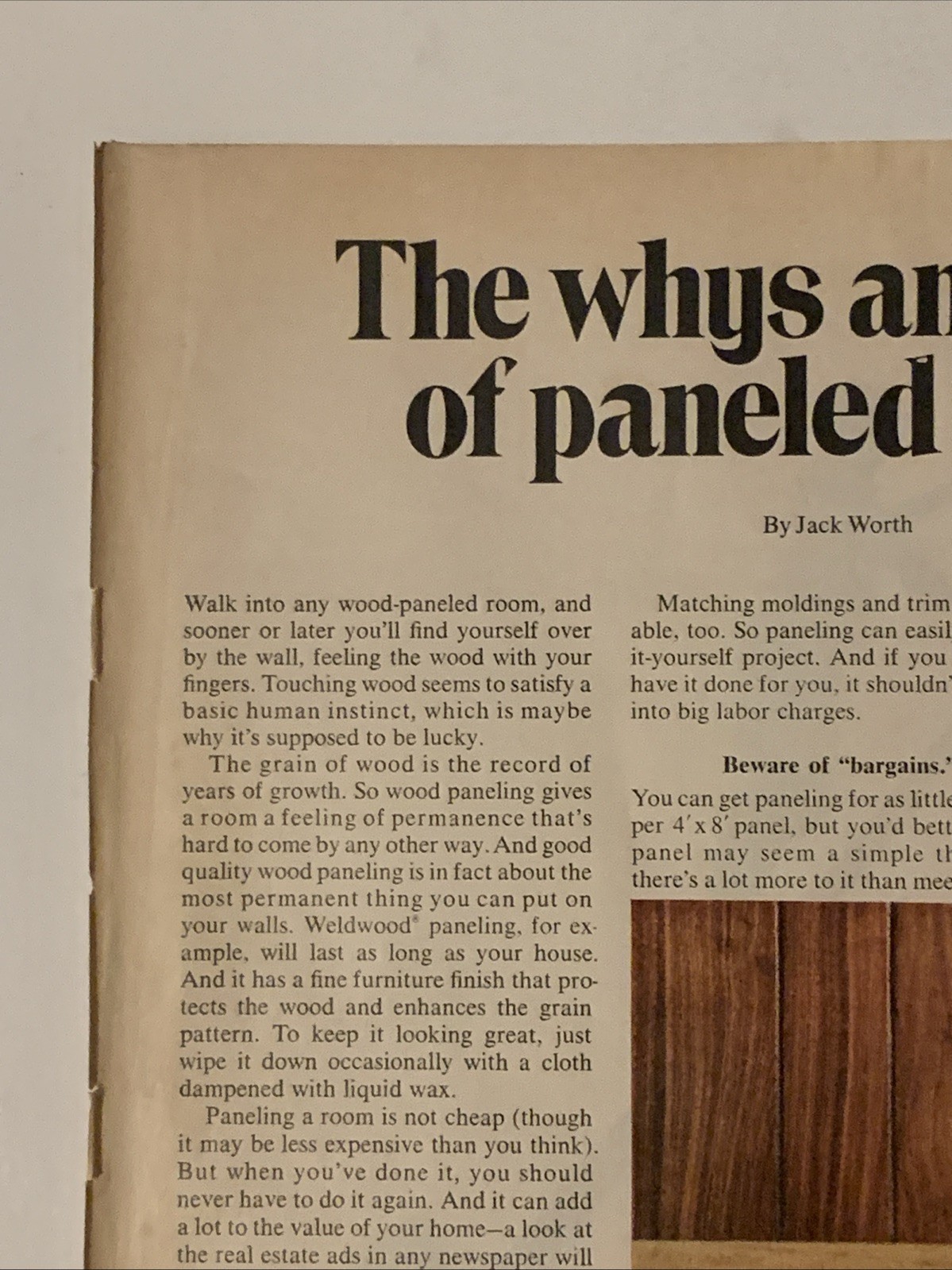 1968 US Plywood Paneling PRINT AD Whys & Hows Paneled Walls VTG 1960s Jack Worth