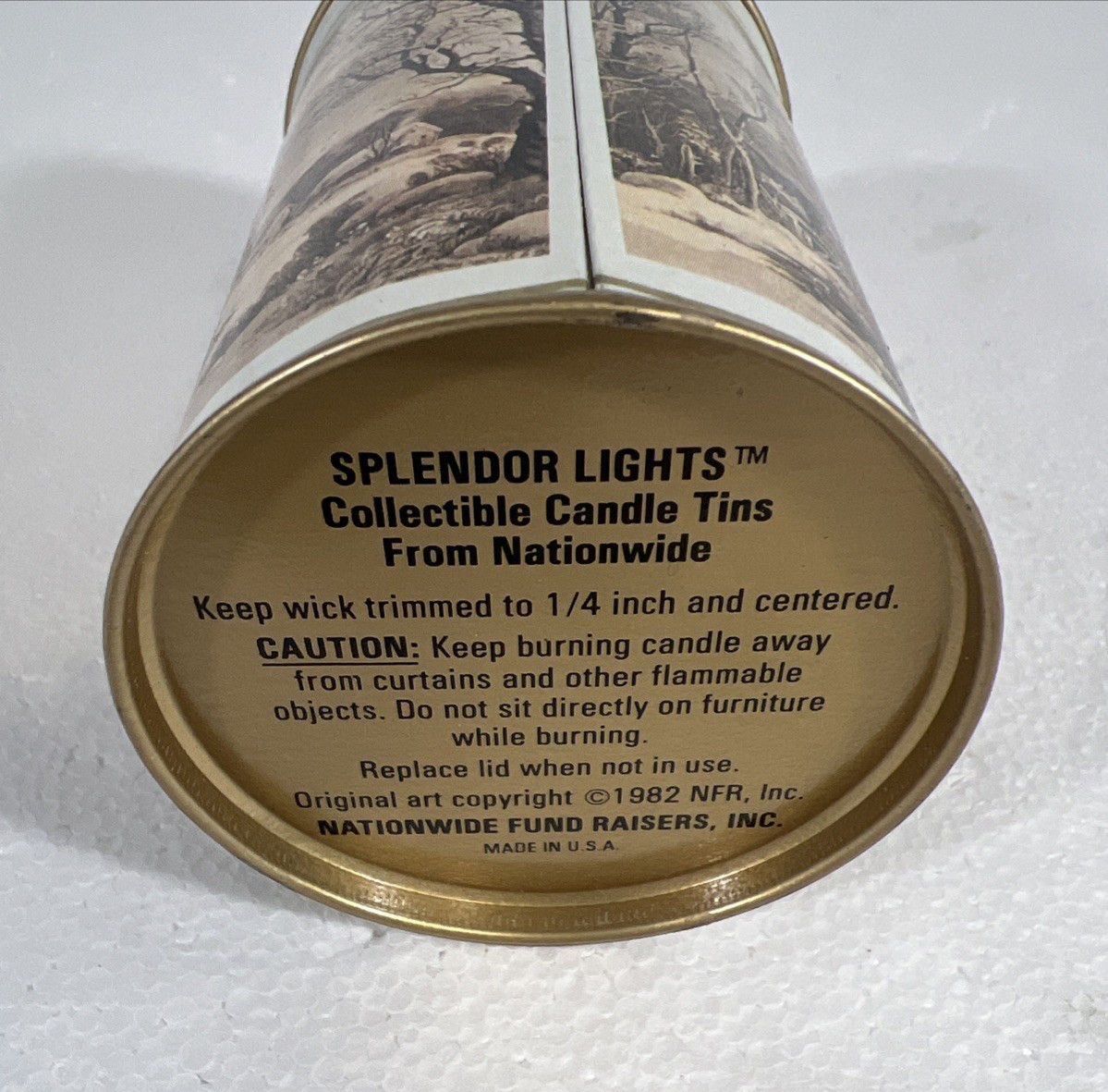 Splendor Lights Collectible Scented Cinnamon Candle Tin from Nationwide 1982
