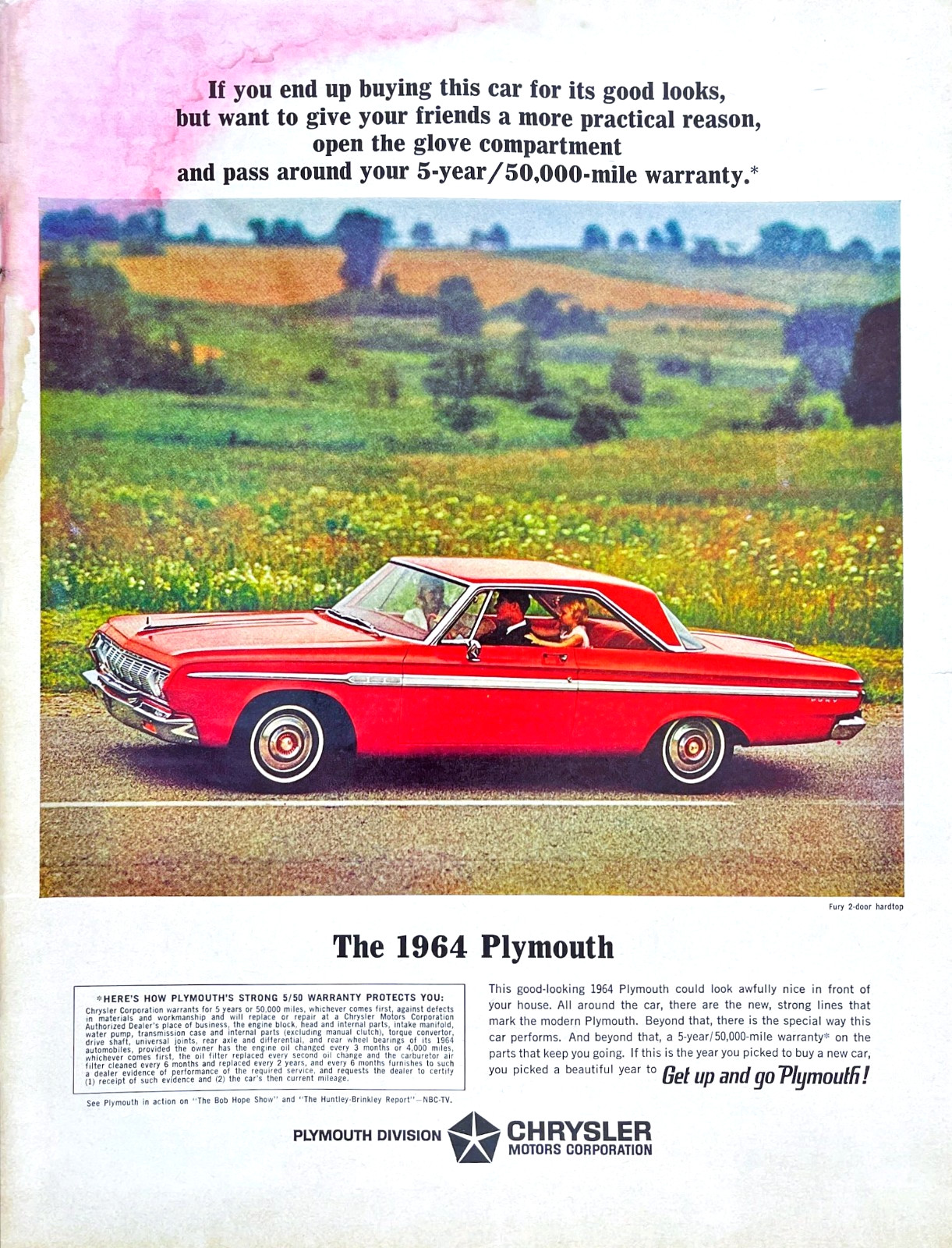 Plymouth Fury 2-Door Hardtop Red Coupe Dodge Chrysler Corp Vtg Magazine Print Ad