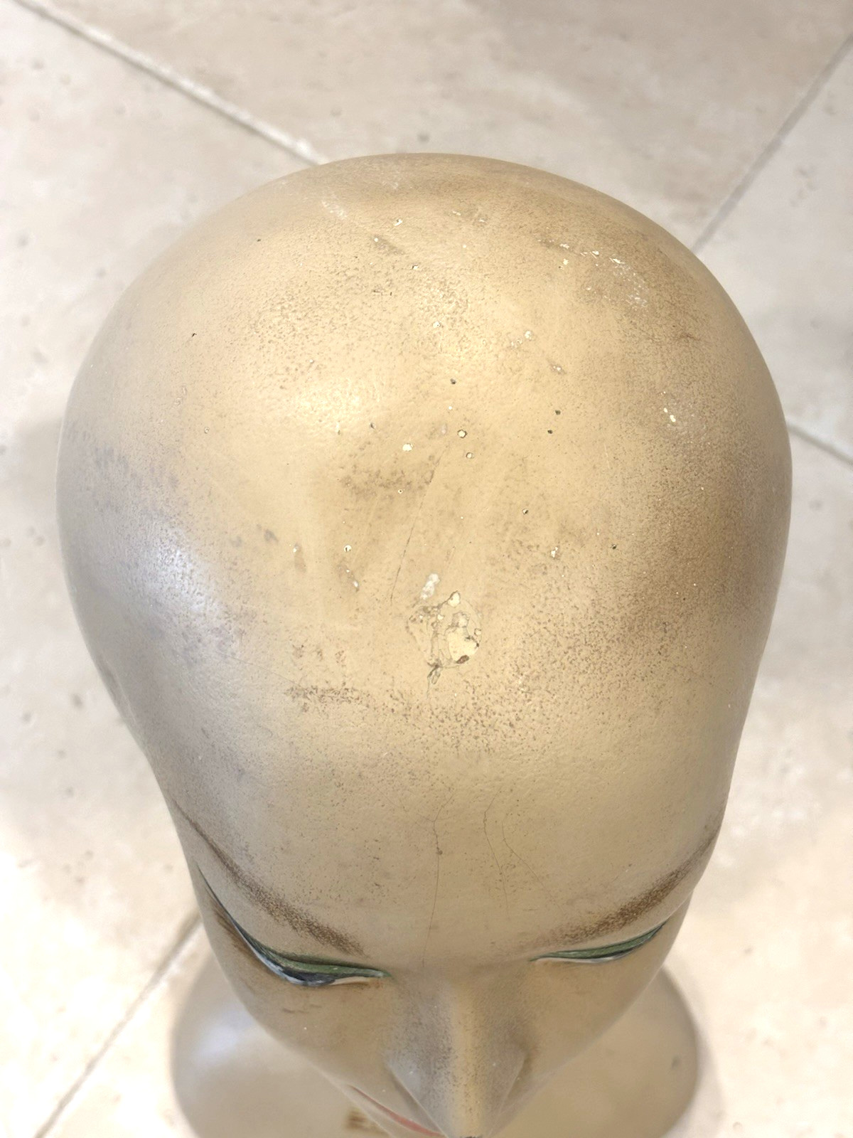 VINTAGE MANNEQUIN HEAD LONG NECK COMPOSITION MCM 20″ TALL STORE DISPLAY 1960’s