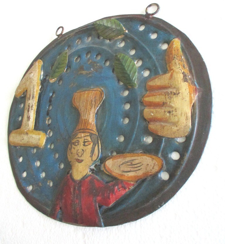 VINTAGE OLD RESTAURANT TRADE DISPLAY ADVERTISEMENT SIGN EMBOSSED