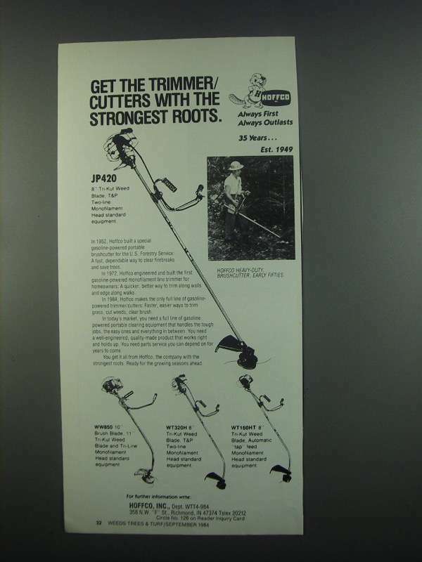 1984 Hoffco Trimmers Ad – JP420, WW850, WT320H, WT160HT