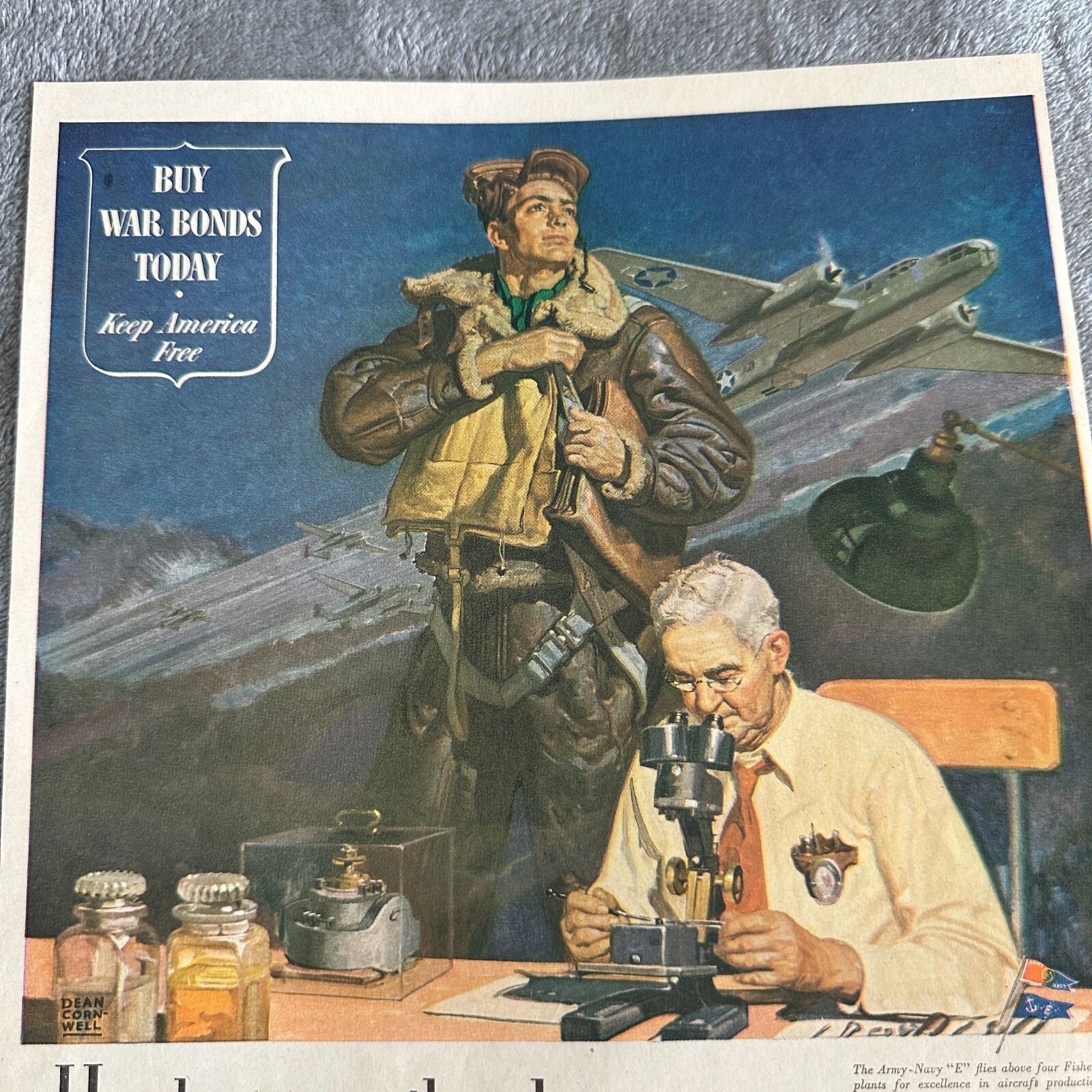 Fisher Sperry Bendix Compass Scientist American GI WWII Vintage Print Ad 1944