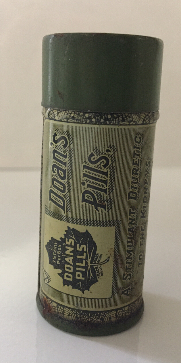 Vintage 1940s Doan’s Pills Tin “A Stimulant Diuretic To The Kidneys”