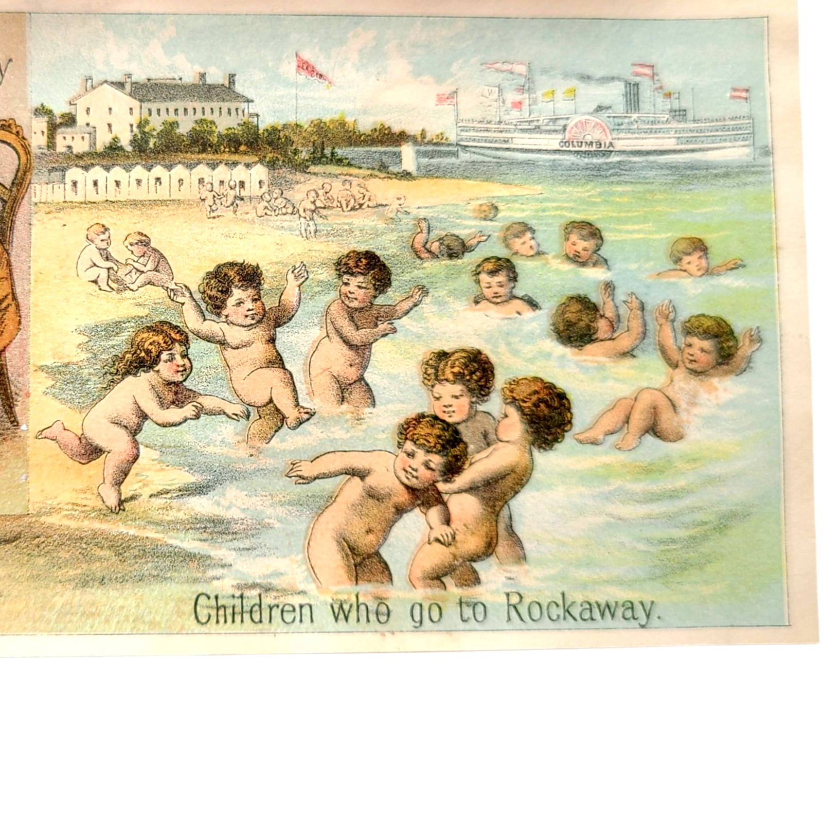 c1880 Rockaway Beach Steamboat Timetable Columbia Children Who Stay NY City Vtg