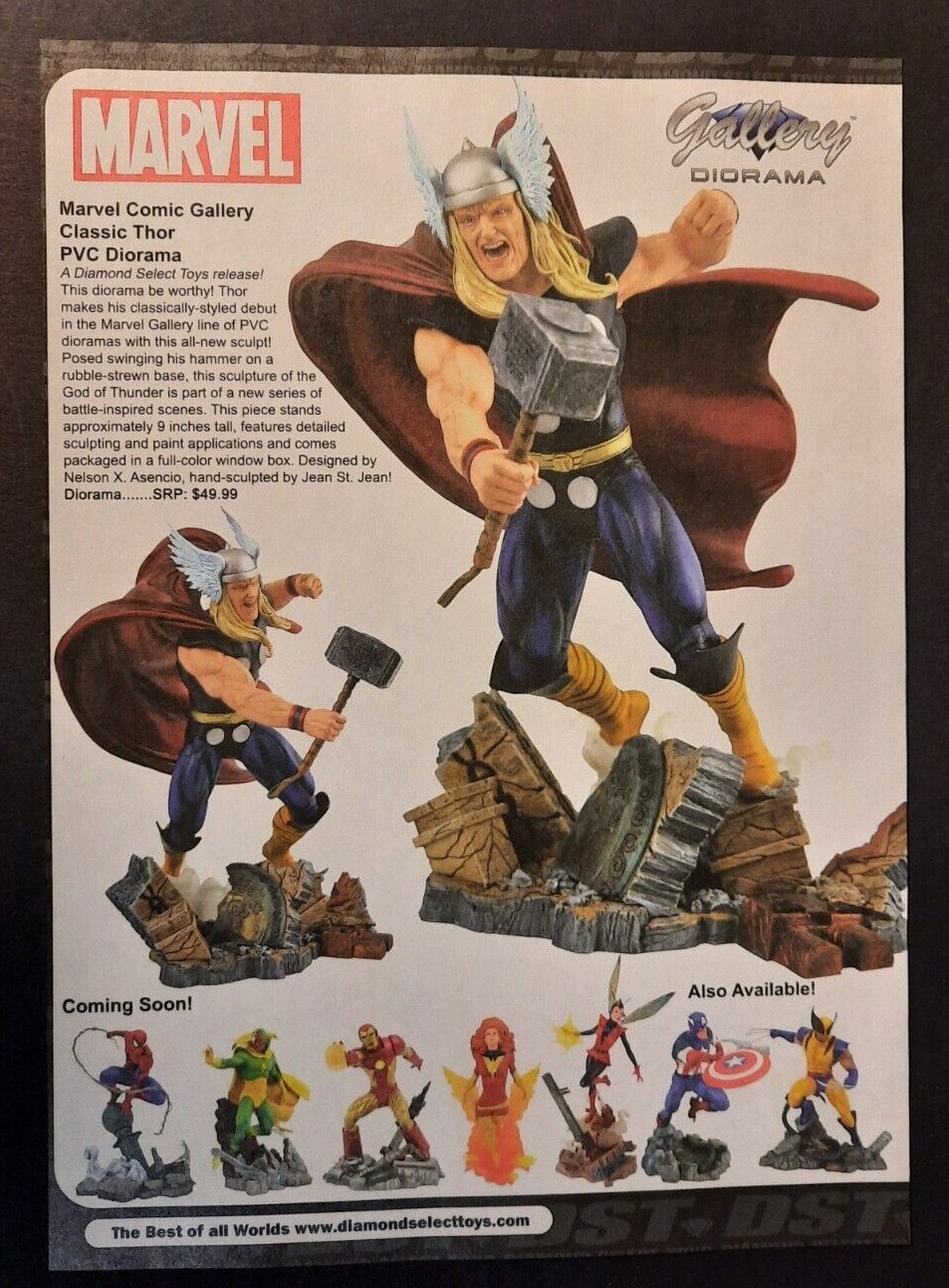 THOR Marvel Comic Gallery Classic PVC Diorama ~ Magazine Page PRINT AD
