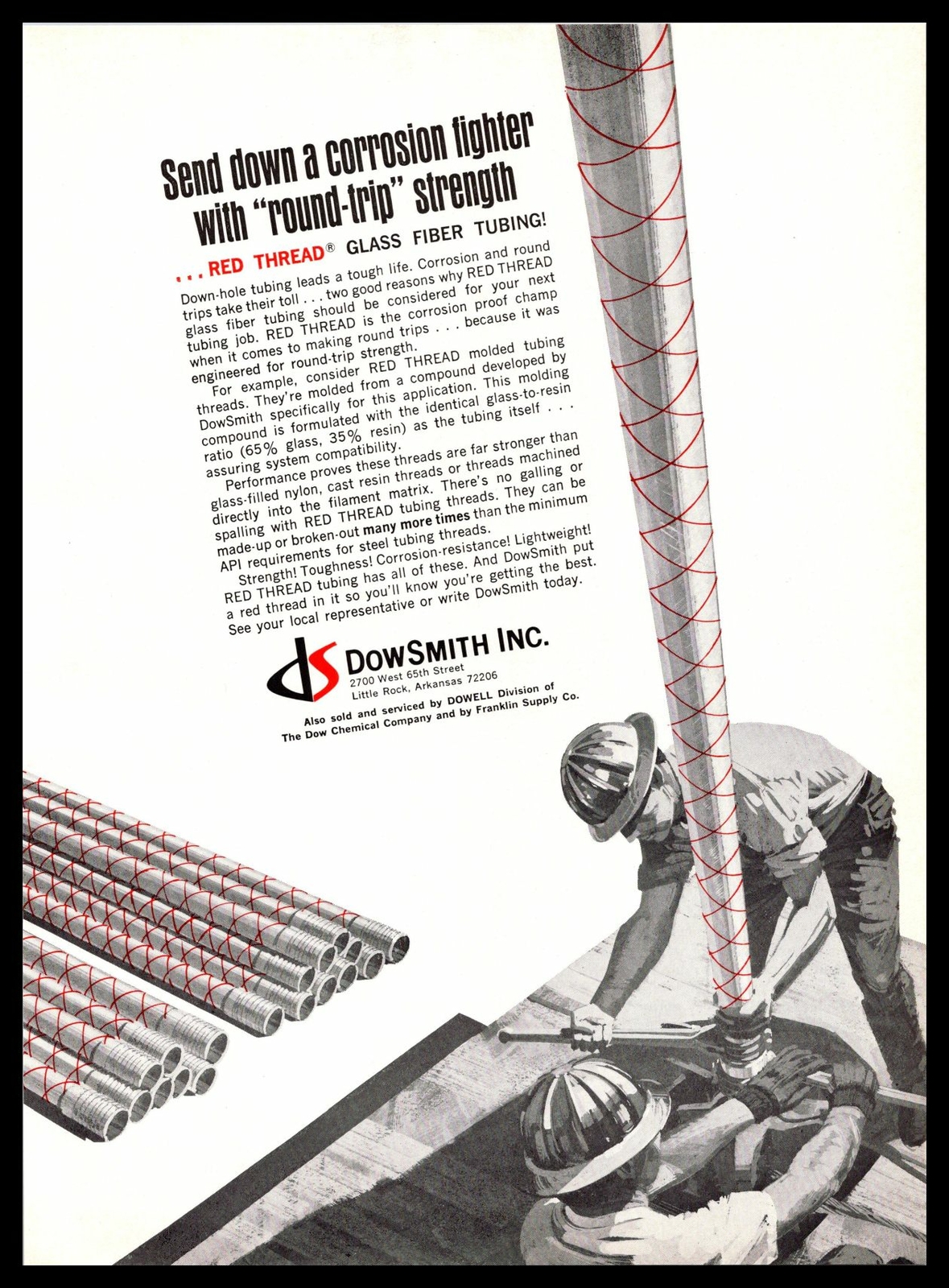 1966 Dow Smith Inc. Little Rock Arkansas Glass Fiber Tubing Oil & Gas Print Ad